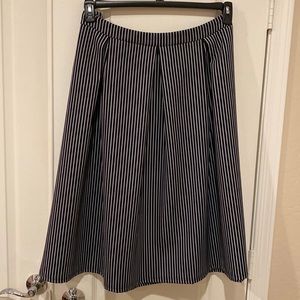 City Chic Black and White Striped Pleated Midi Skirt